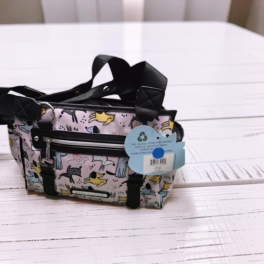 NWT Lily Bloom Multicolor Dog Print Landon Satchel
